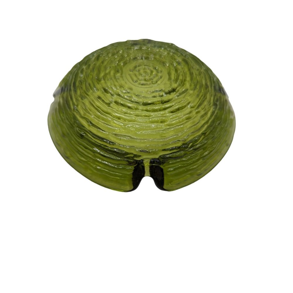 Vintage MCM Anchor Hocking Glass Ashtray Soreno Avacado Green Ripple 4” - Picture 9 of 9